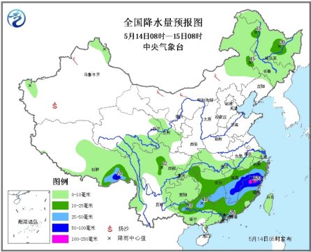 江南华南东部今明有强降水 东北地区多阵性降水