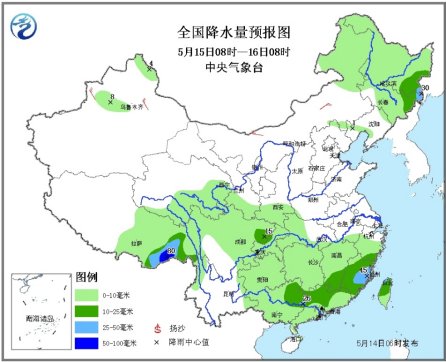 江南华南东部今明有强降水 东北地区多阵性降水